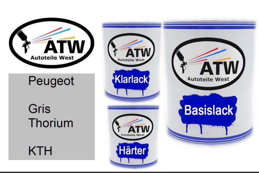 Peugeot, Gris Thorium, KTH: 1L Lackdose + 1L Klarlack + 500ml Härter - Set, von ATW Autoteile West.